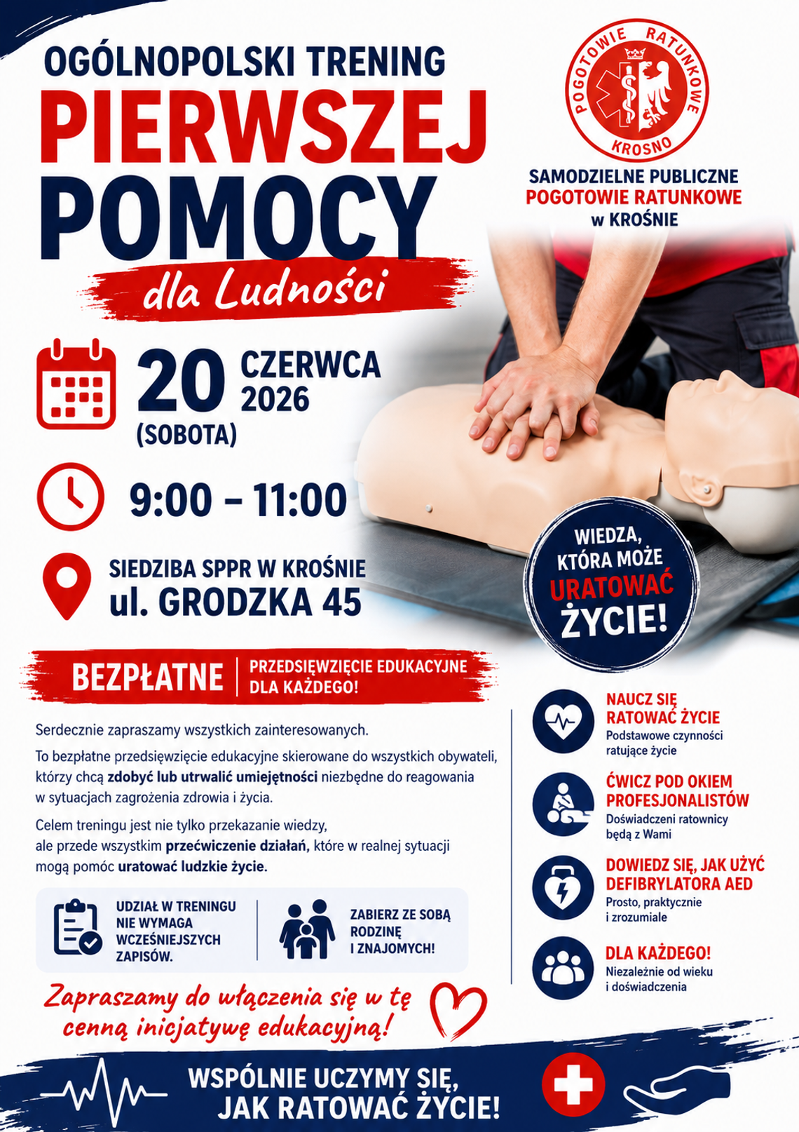 Ogólnopolski Trening Pierwszej Pomocy dla Ludności w Krośnie Ogólnopolski Trening Pierwszej Pomocy dla Ludności w Krośnie