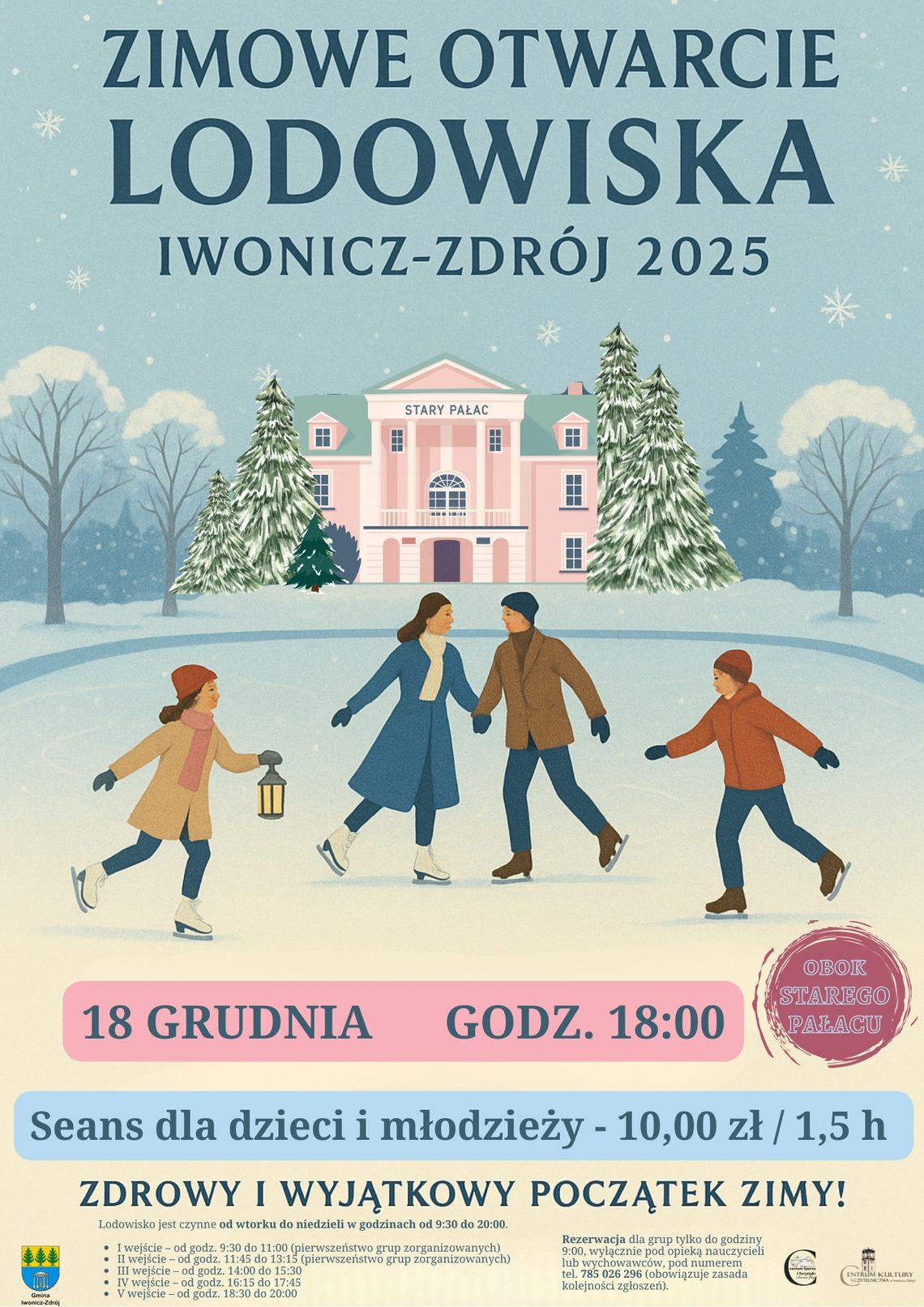 Plakat promujący otwarcie lodowiska