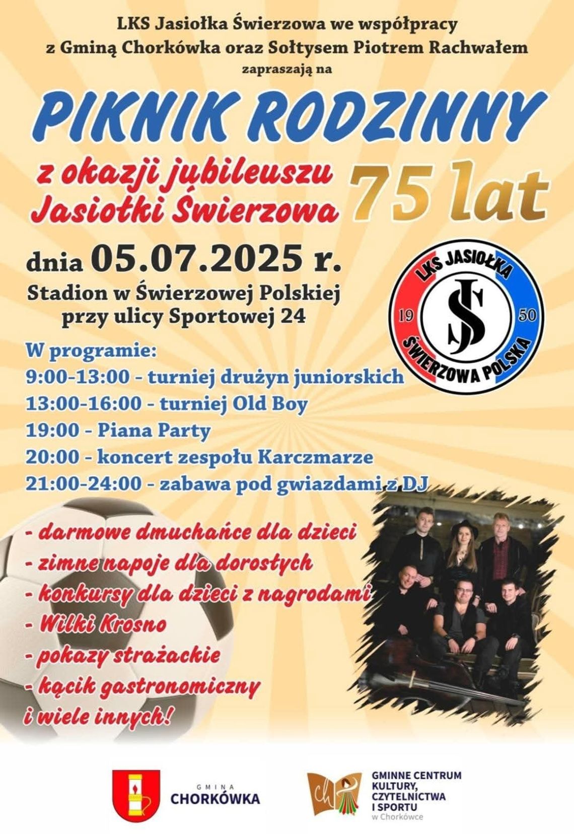 Piknik Rodzinny z okazji 75-lecia LKS Jasiołka-Świerzowa Piknik Rodzinny z okazji 75-lecia LKS Jasiołka-Świerzowa
