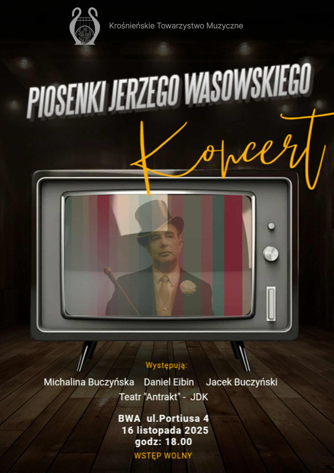Piosenki Jerzego Wasowskiego - Koncert Plakat koncertu Piosenki Jerzego Wasowskiego