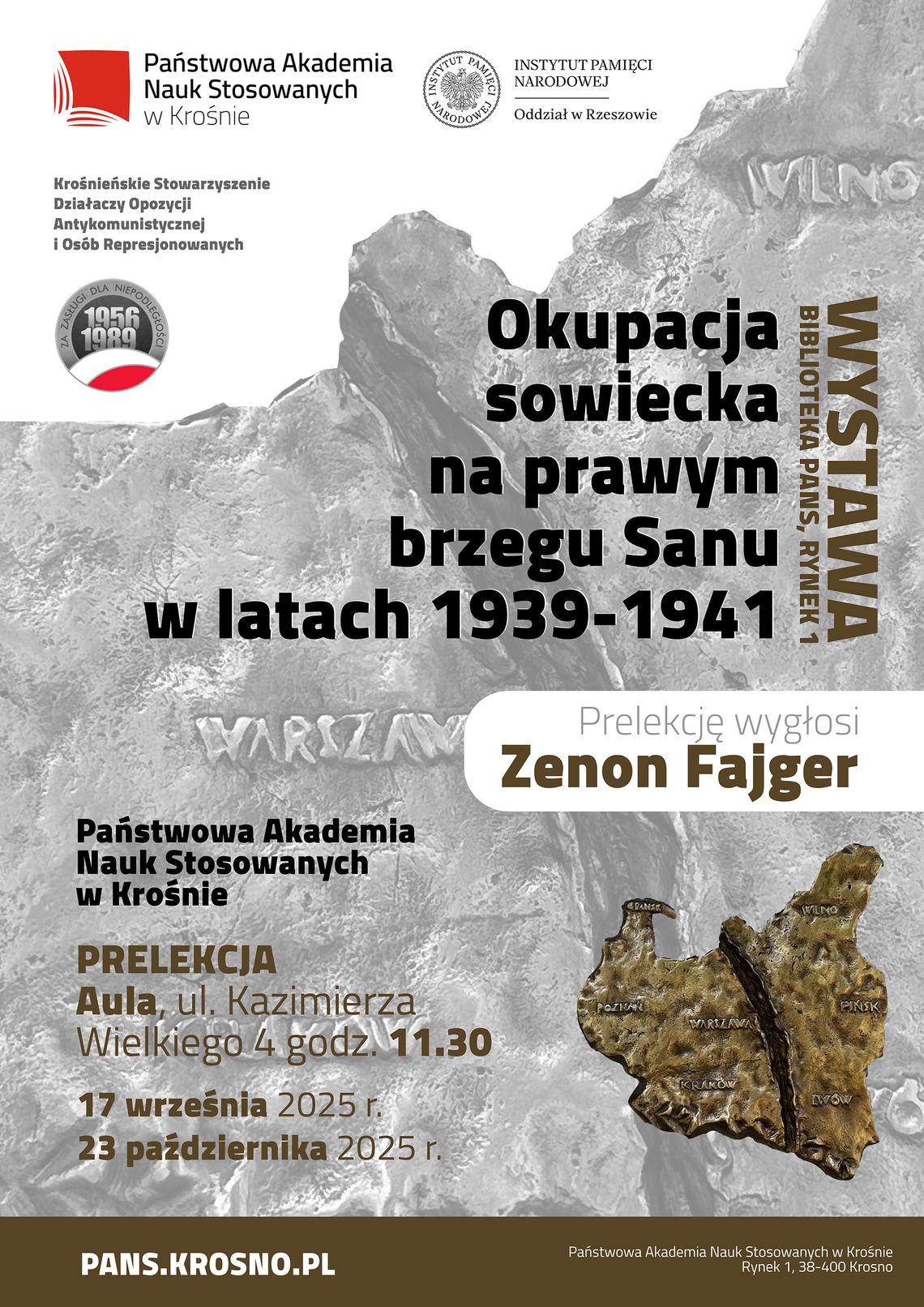 Prelekcja: Okupacja sowiecka na prawym brzegu Sanu w latach 1939-1941 Plakat wydarzenia o wykładzie na temat okupacji sowieckiej