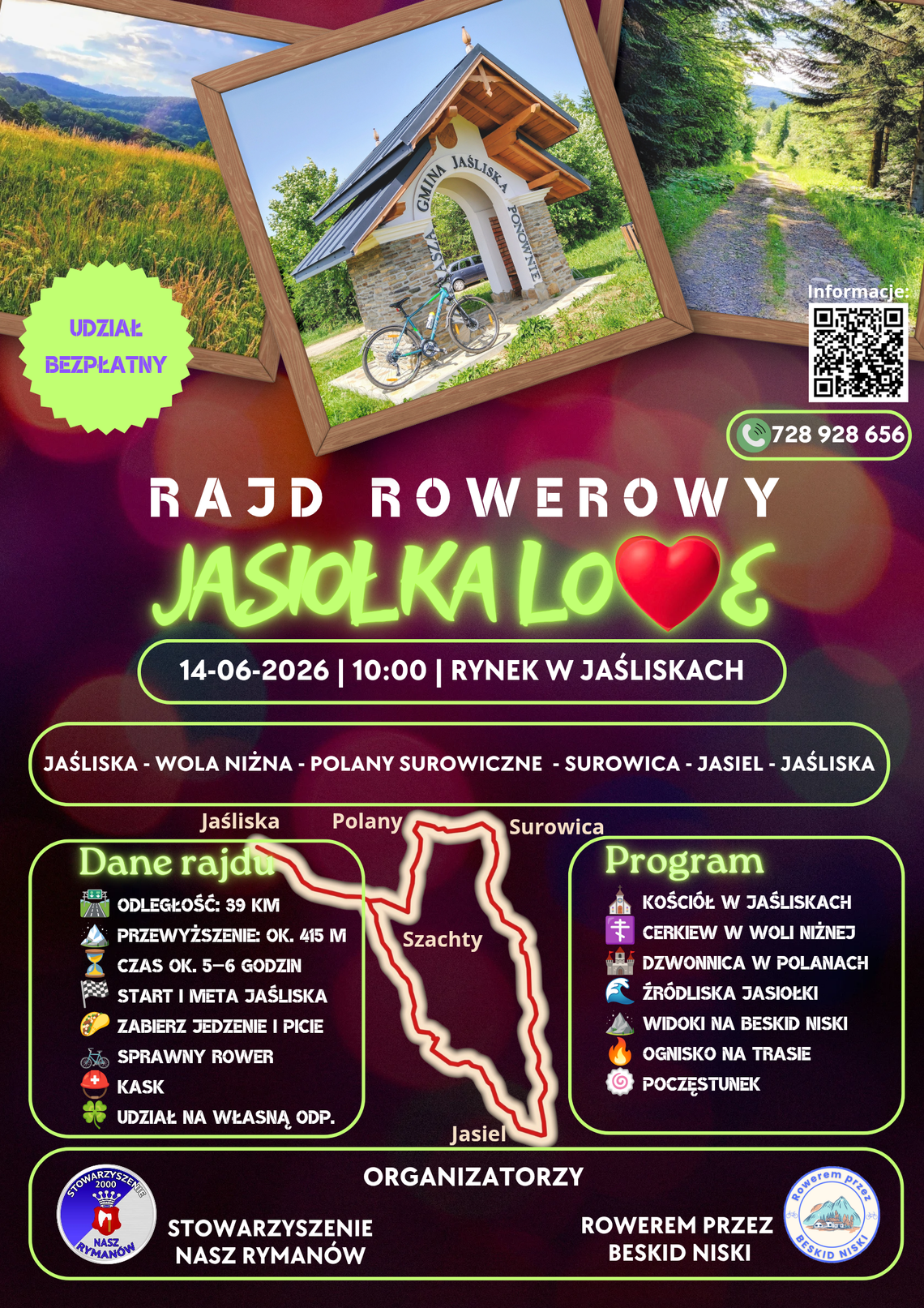 Rajd Rowerowy „Jasiołka Love” 2026: Beskidzka pętla przez źródliska, zabytki i ognisko w Jaśliskach Rajd Rowerowy „Jasiołka Love” 2026: Beskidzka pętla przez źródliska, zabytki i ognisko w Jaśliskach