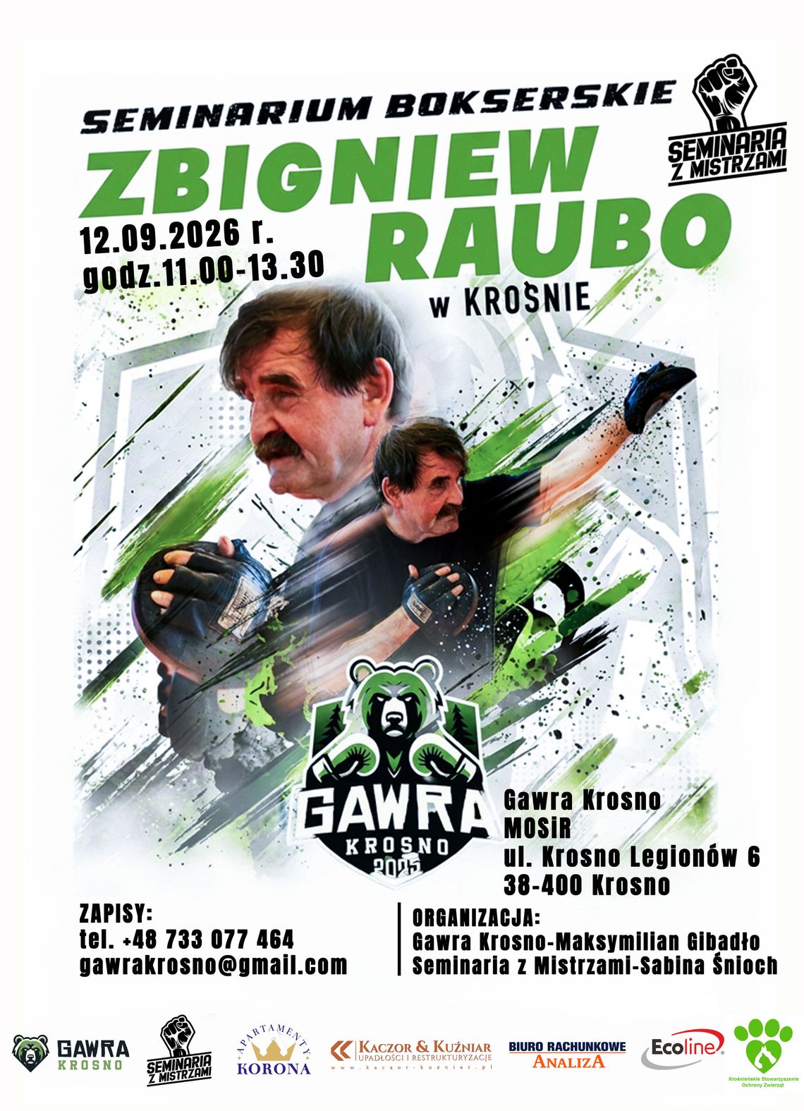 Seminarium Bokserskie Zbigniew Raubo w Krośnie Plakat seminarium bokserskiego Zbigniewa Raubo w Krośnie