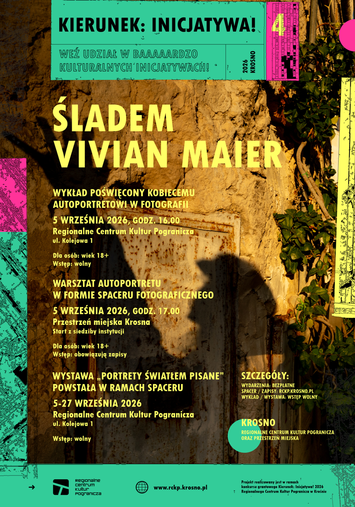 Plakat wydarzenia Śladem Vivian Maier w Krośnie