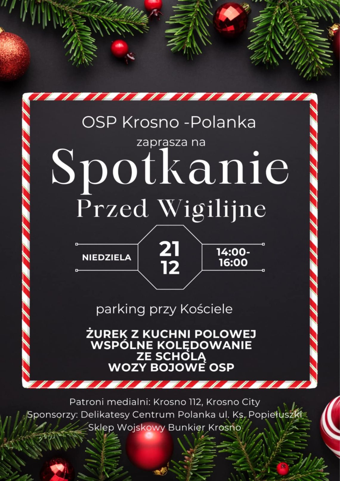 Spotkanie Przed Wigilijne na krośnieńskim Rynku Plakat zapraszający na Spotkanie Przed Wigiline