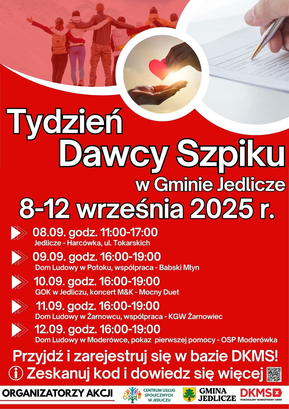 Tydzień Dawcy Szpiku w Gminie Jedlicze plakat wydarzenia Tydzień Dawcy Szpiku