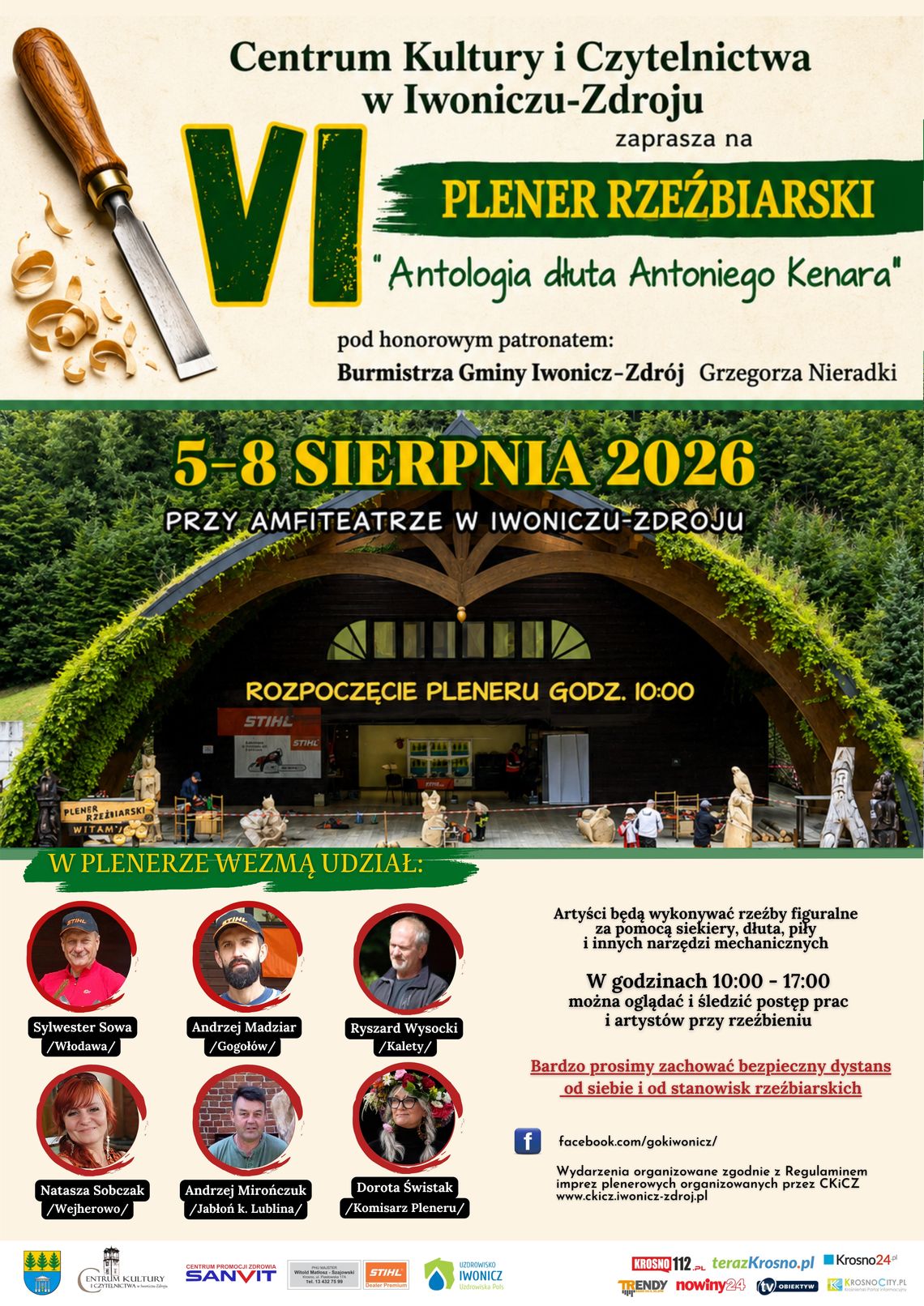 Plakat VI Pleneru Rzeźbiarskiego „Antologia dłuta Antoniego Kenara” w Iwoniczu-Zdroju