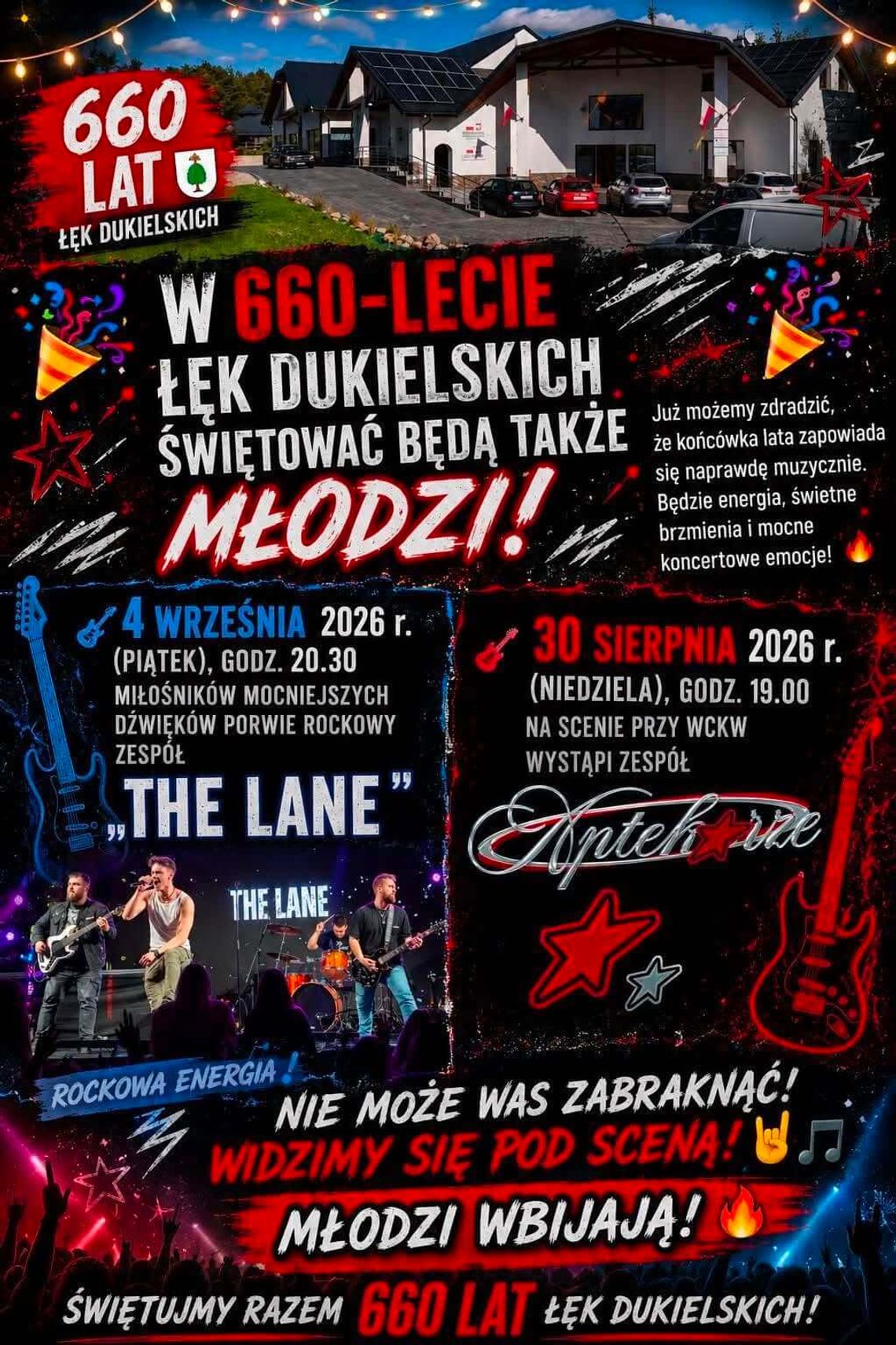 W 660-lecie Łęk Dukielskich świętować będą także młodzi! Plakat promujący koncerty z okazji 660-lecia Łęk Dukielskich