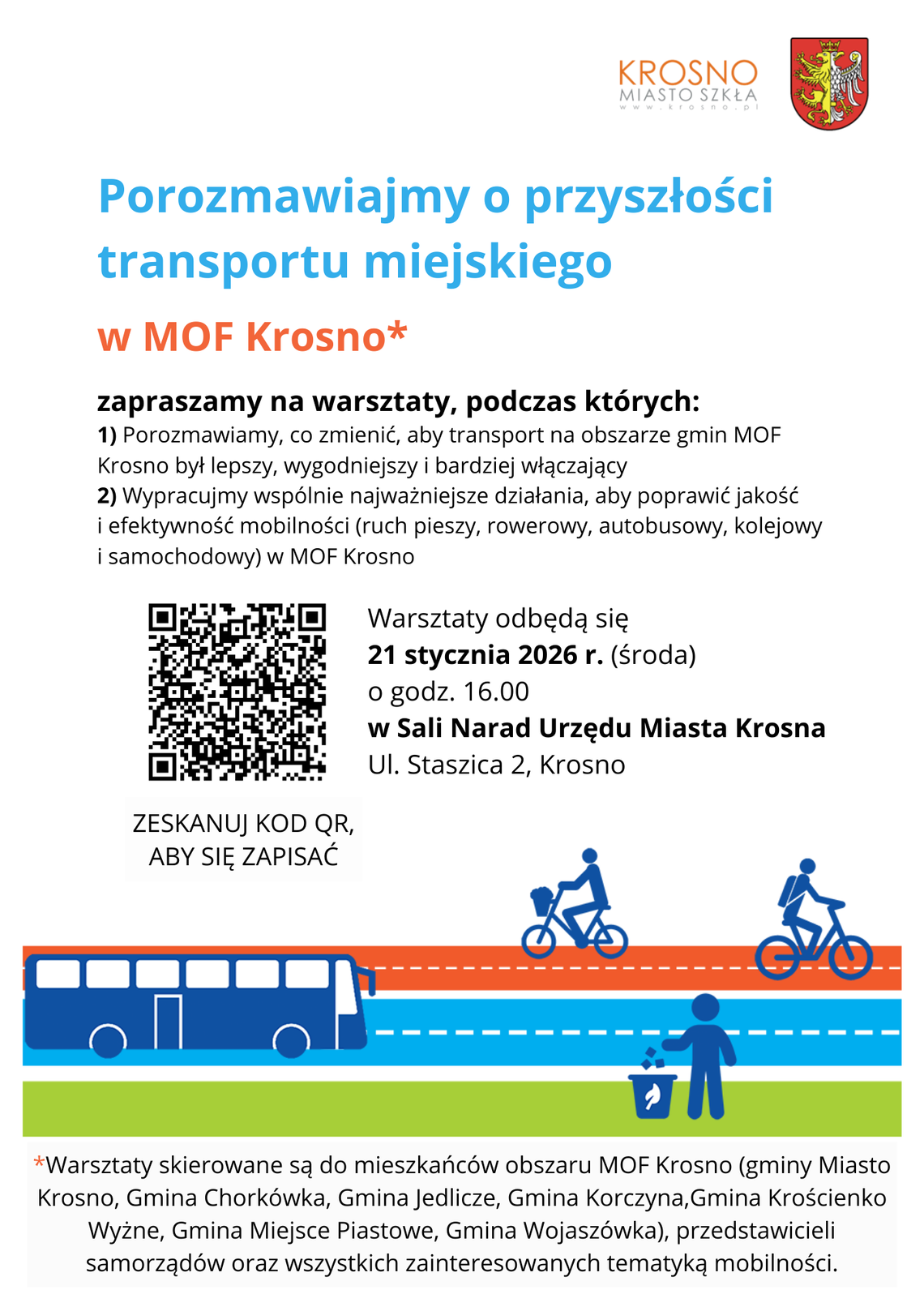 Warsztaty nad rozwiązaniami w zakresie mobilności w ramach:  „Opracowania Planu Zrównoważonej Mobilności Miejskiej dla MOF Krosno  (Sustainable Urban Mobility Plan – SUMP)”