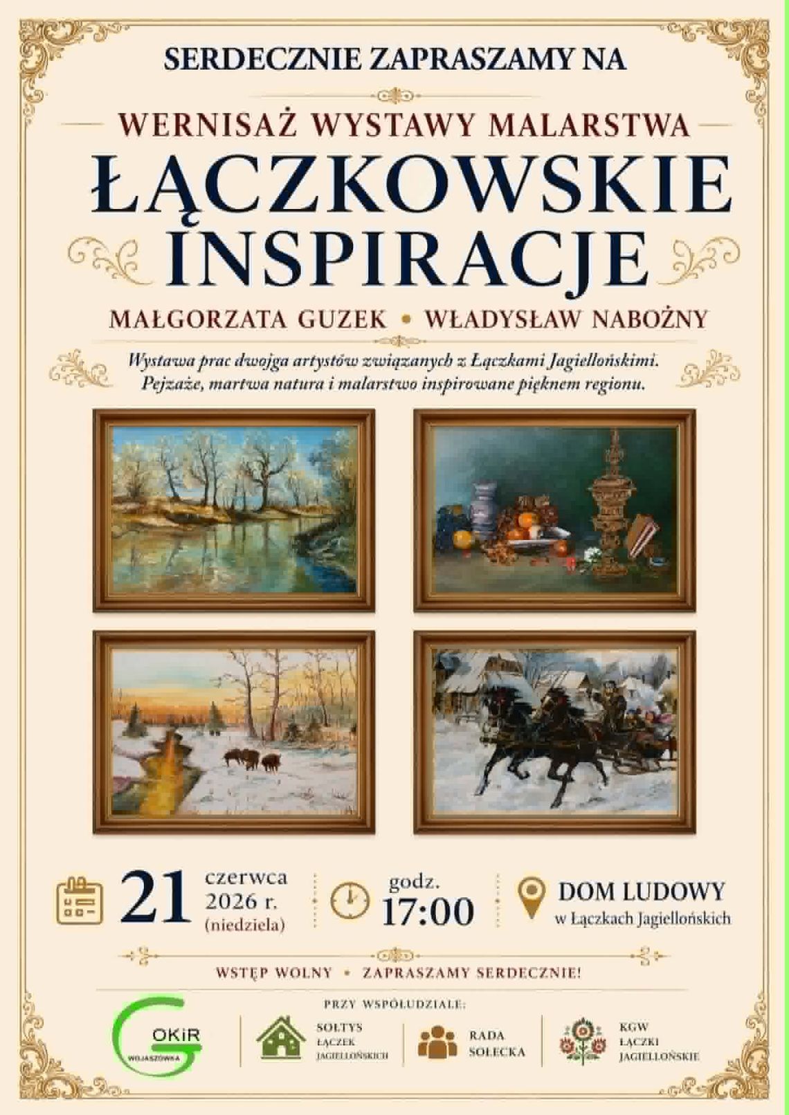 Wernisaż. Wystawa malarstwa „Łączkowskie Inspiracje”