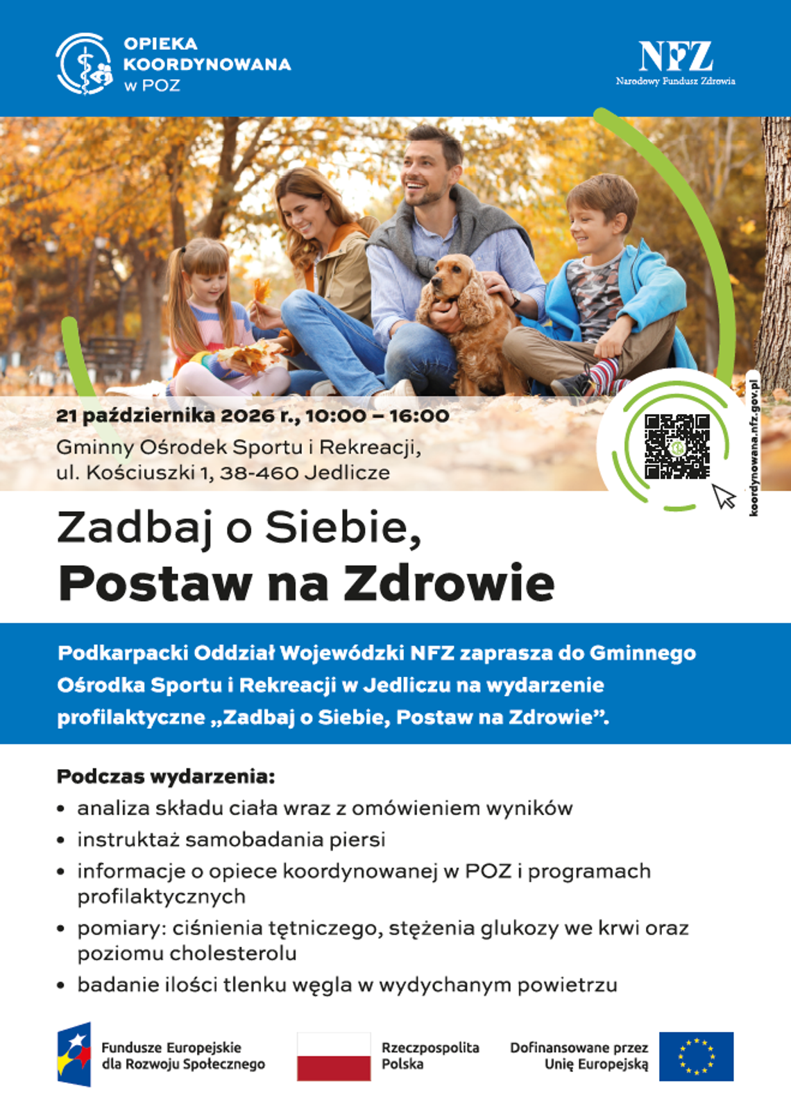 „Zadbaj o Siebie, Postaw na Zdrowie” – bezpłatne wydarzenie profilaktyczne w Jedliczu „Zadbaj o Siebie, Postaw na Zdrowie” – bezpłatne wydarzenie profilaktyczne w Jedliczu