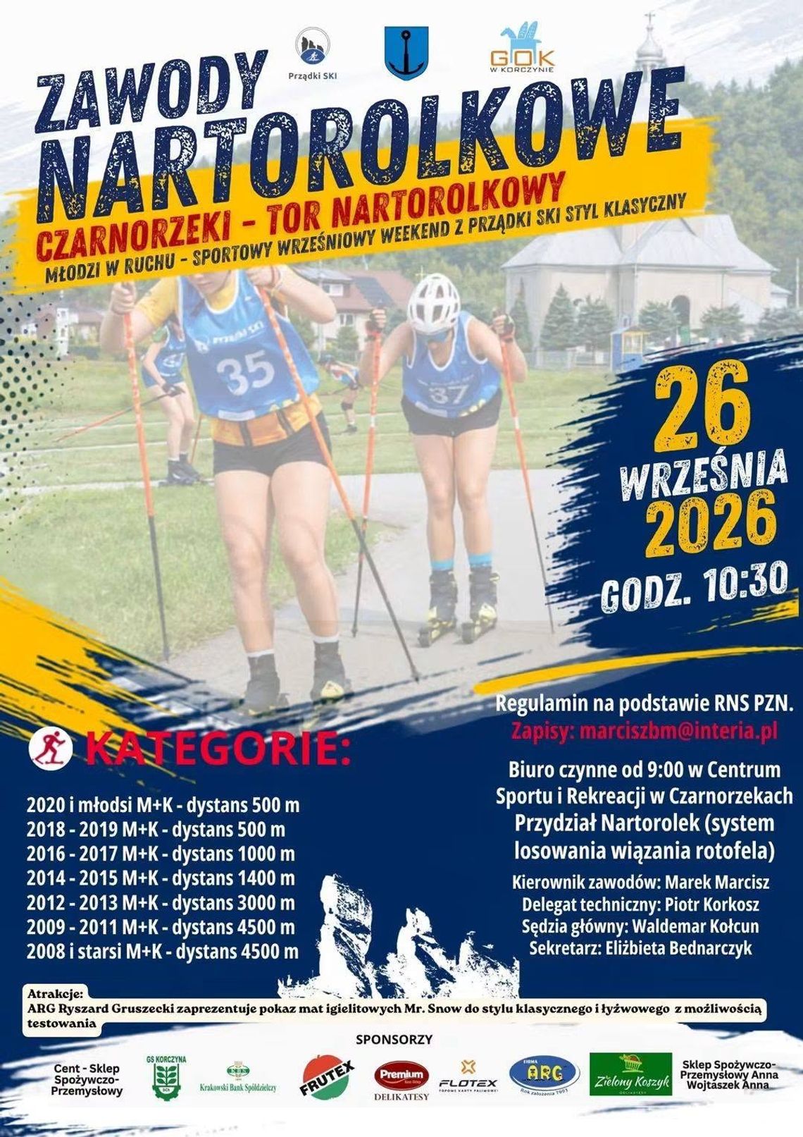 Zawody Nartorolkowe Czarnorzeki - Tor Nartorolkowy Plakat zawodów nartorolkowych w Czarnorzekach zaplanowanych na 26 września 2026 roku