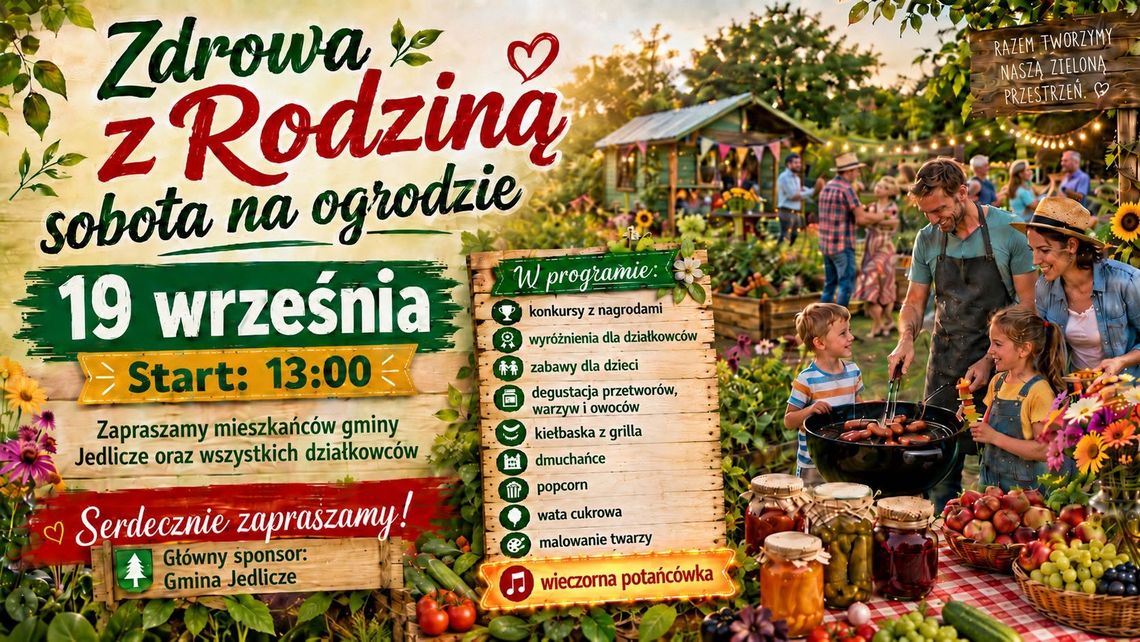 Zdrowa Rodzina z Rodziną sobota na ogrodzie Plakat wydarzenia Zdrowa Rodzina z Rodziną z datą 19 września i startem o 13:00