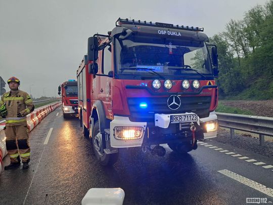 Dachowanie na S19 na węźle S19 "Dukla"