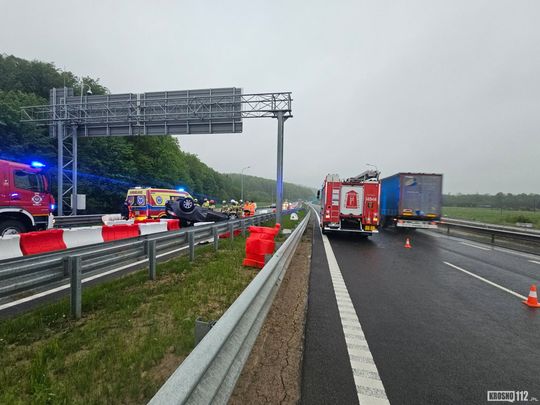 Dachowanie na S19 na węźle S19 "Dukla"