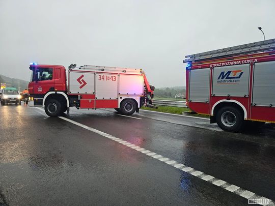 Dachowanie na S19 na węźle S19 "Dukla"