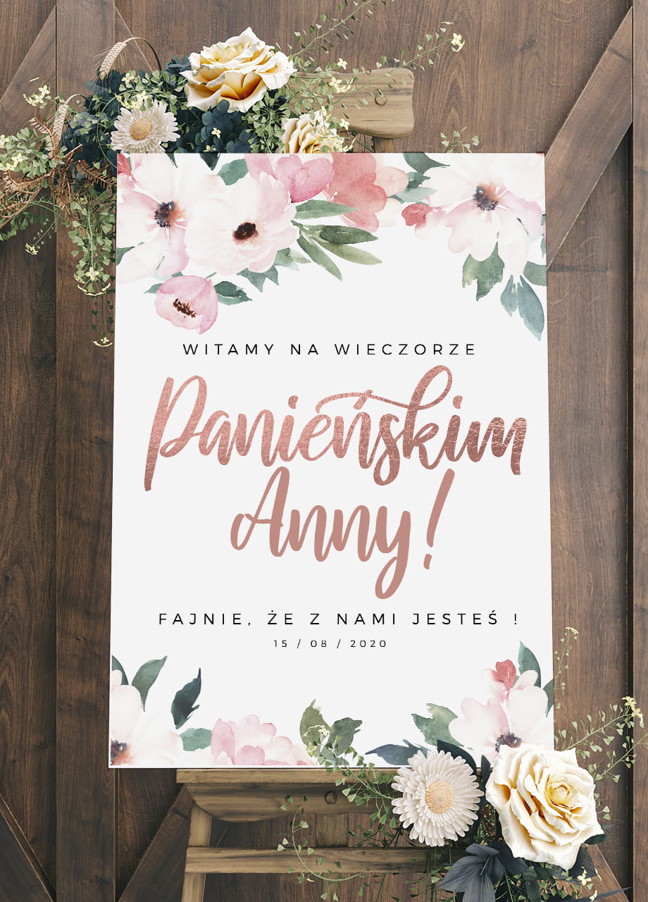 Personalizowana tablica powitalna na wieczór panieński BOHO