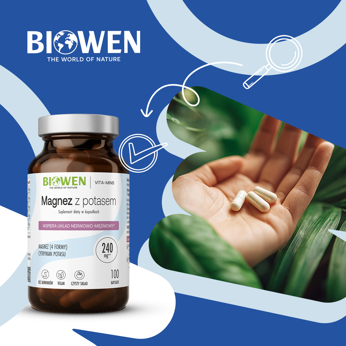 Magnez z potasem Biowen 100 kapsułek