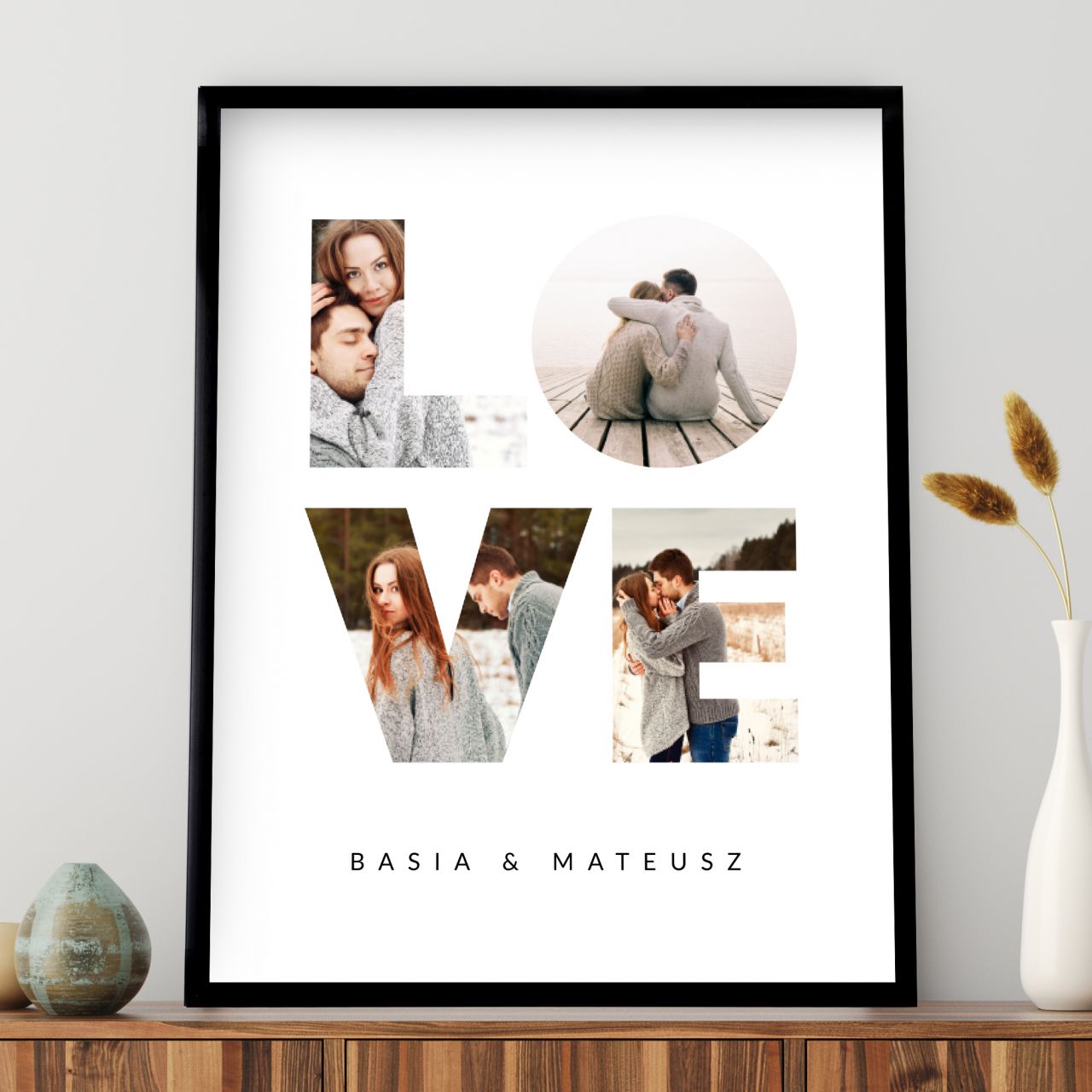 Personalizowany plakat na walentynki LOVE ze zdjęciami